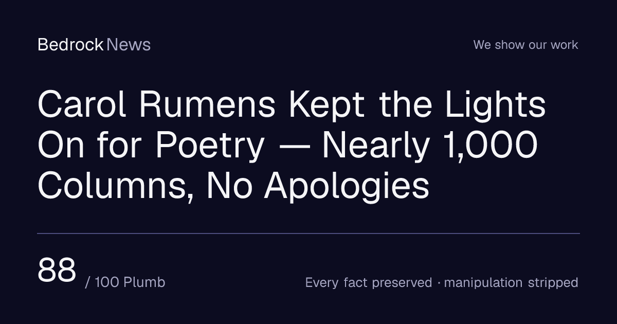 Carol Rumens Kept the Lights On for Poetry — Nearly 1,000 Columns, No ...